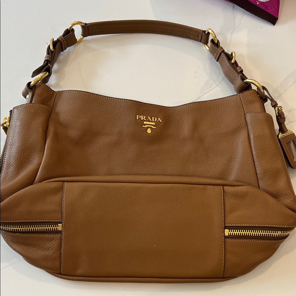 Prada Tan Leather Shoulder Bag